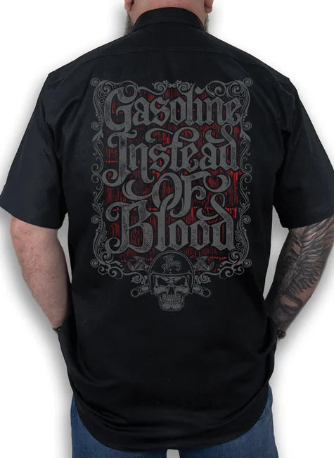 Camisa Workshirt Preta Custom Gasoline Instead Of Blood No Remorse