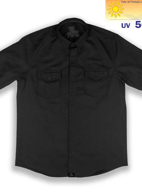Camisa Workshirt Preta Mecânico Motorcycle Legendary Riders Old School No Remorse